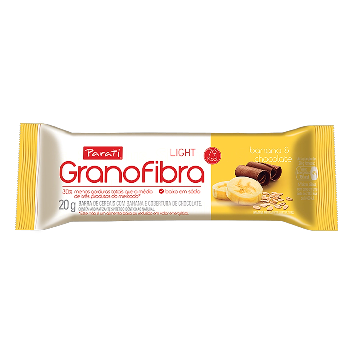 Barra De Cereal Banana Cobertura Chocolate Light Granofibra Pacote 20g