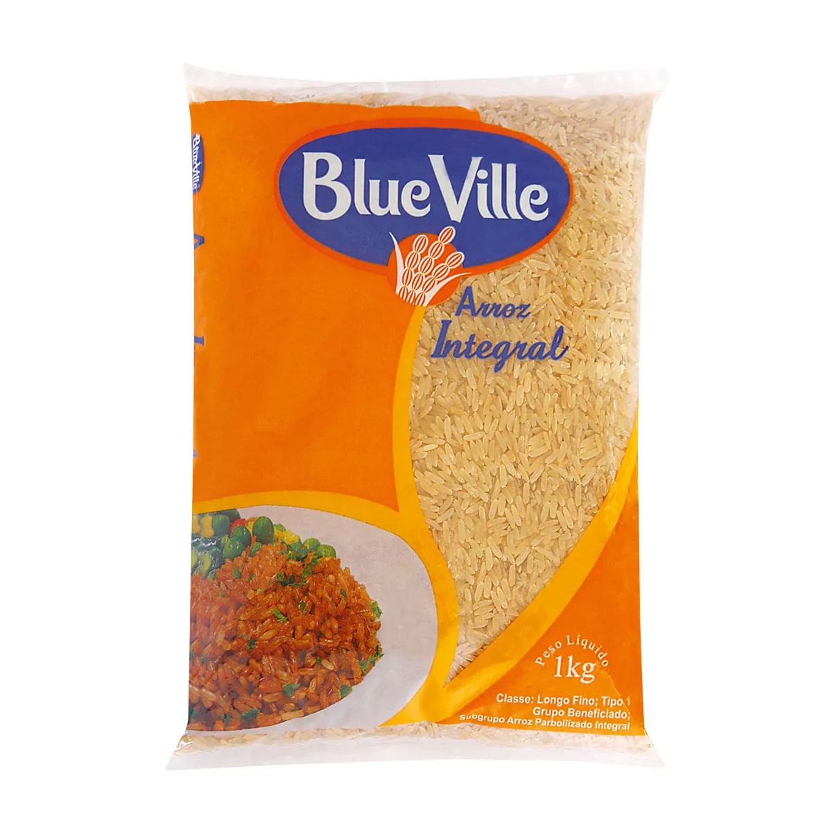 Arroz Parboilizado Tipo 1 Integral Blue Ville Pacote 1kg