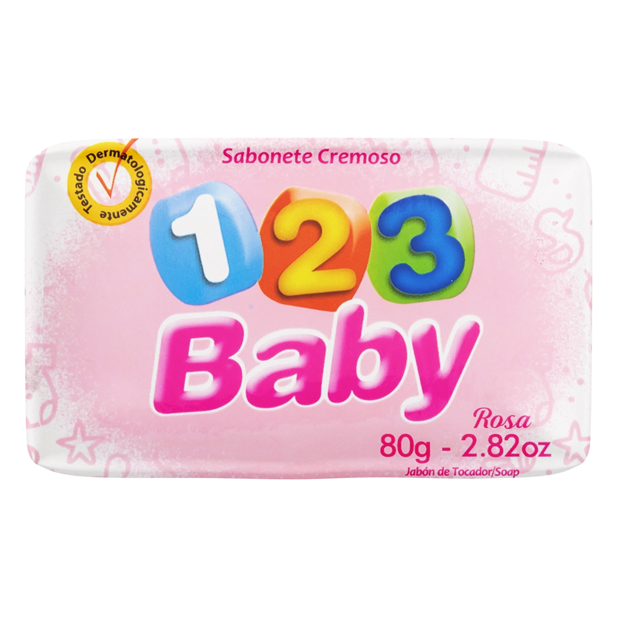 Sabonete Barra Rosa 123 Baby Envoltório 80g