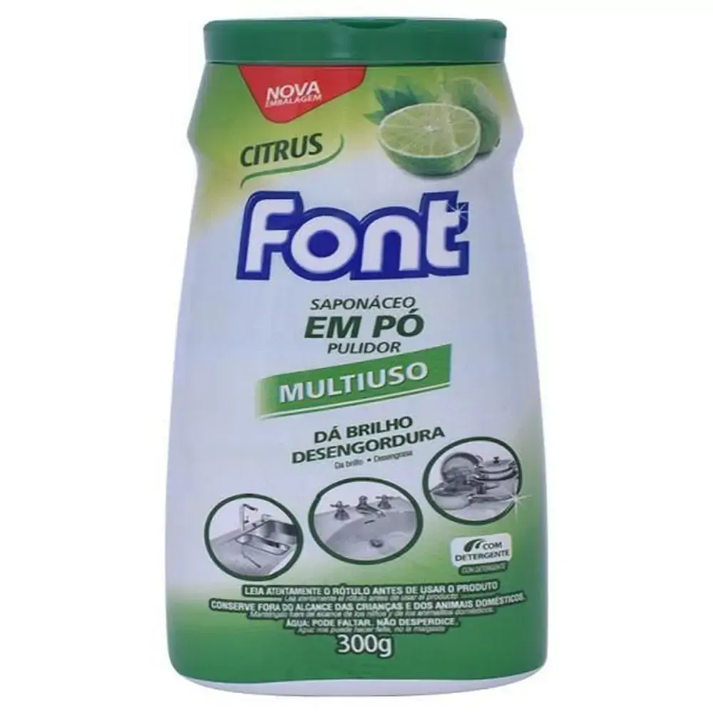 Saponáceo Pó Multiuso Com Detergente Citrus Font Frasco 300g