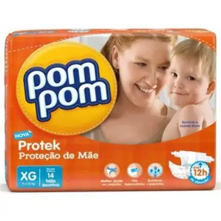 Fralda Pompom Pratica Xg C/16 Protekbaby