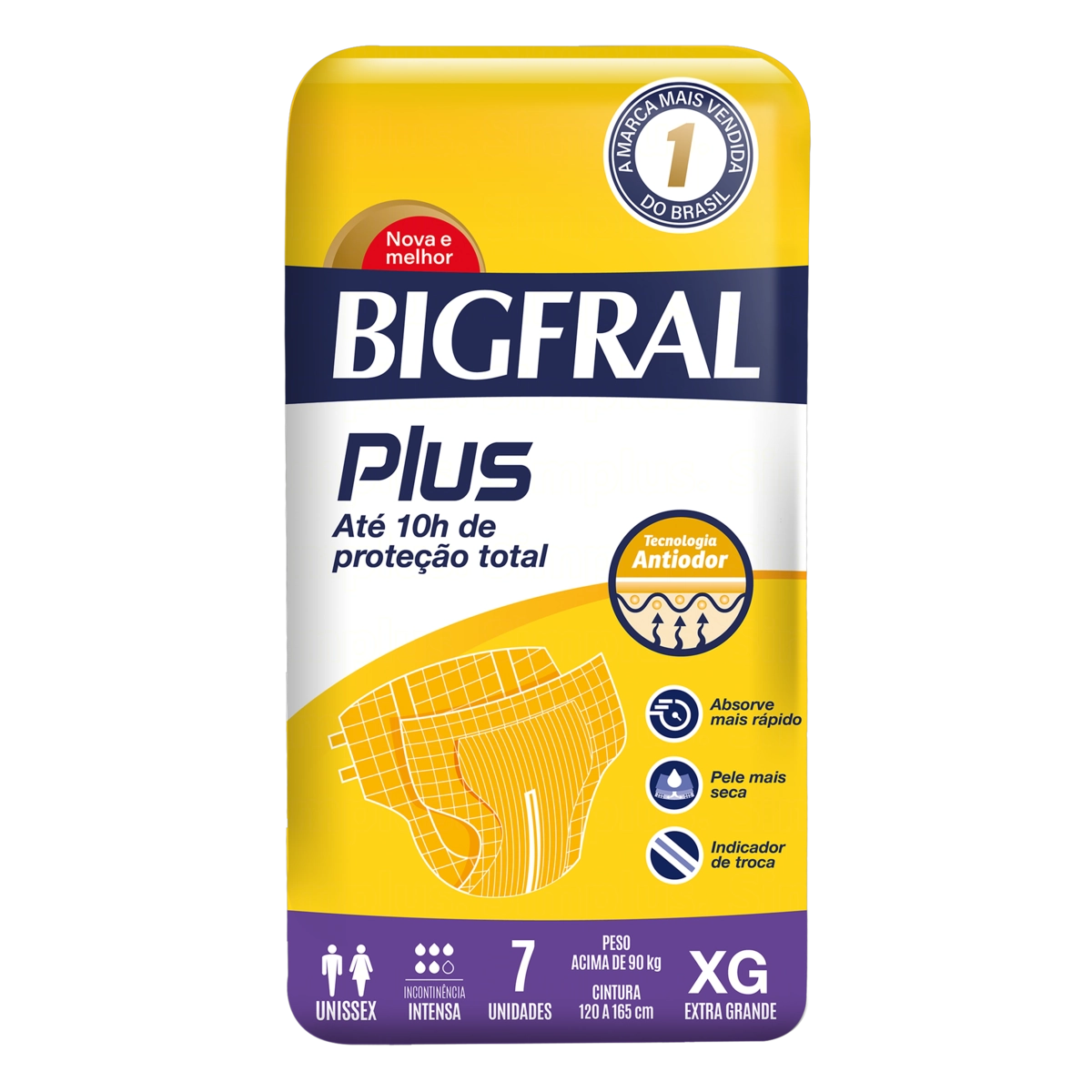 Fralda Descartável Adulto Bigfral Plus Xg Pacote 7 Unidades