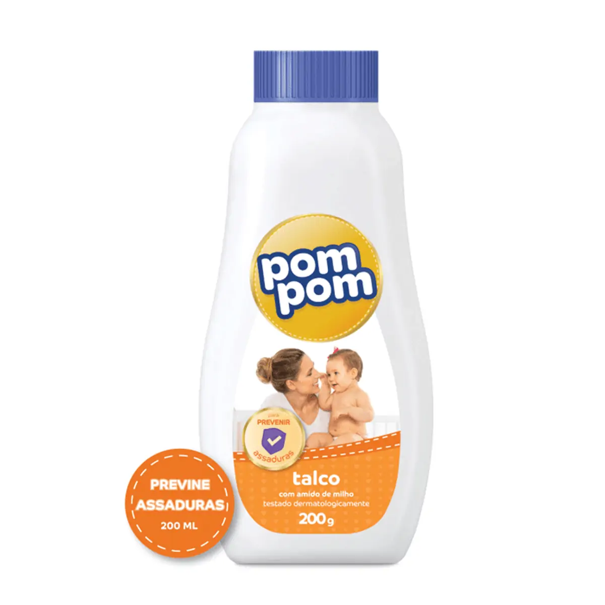 Talco Amido de Milho Pom Pom Frasco 200g