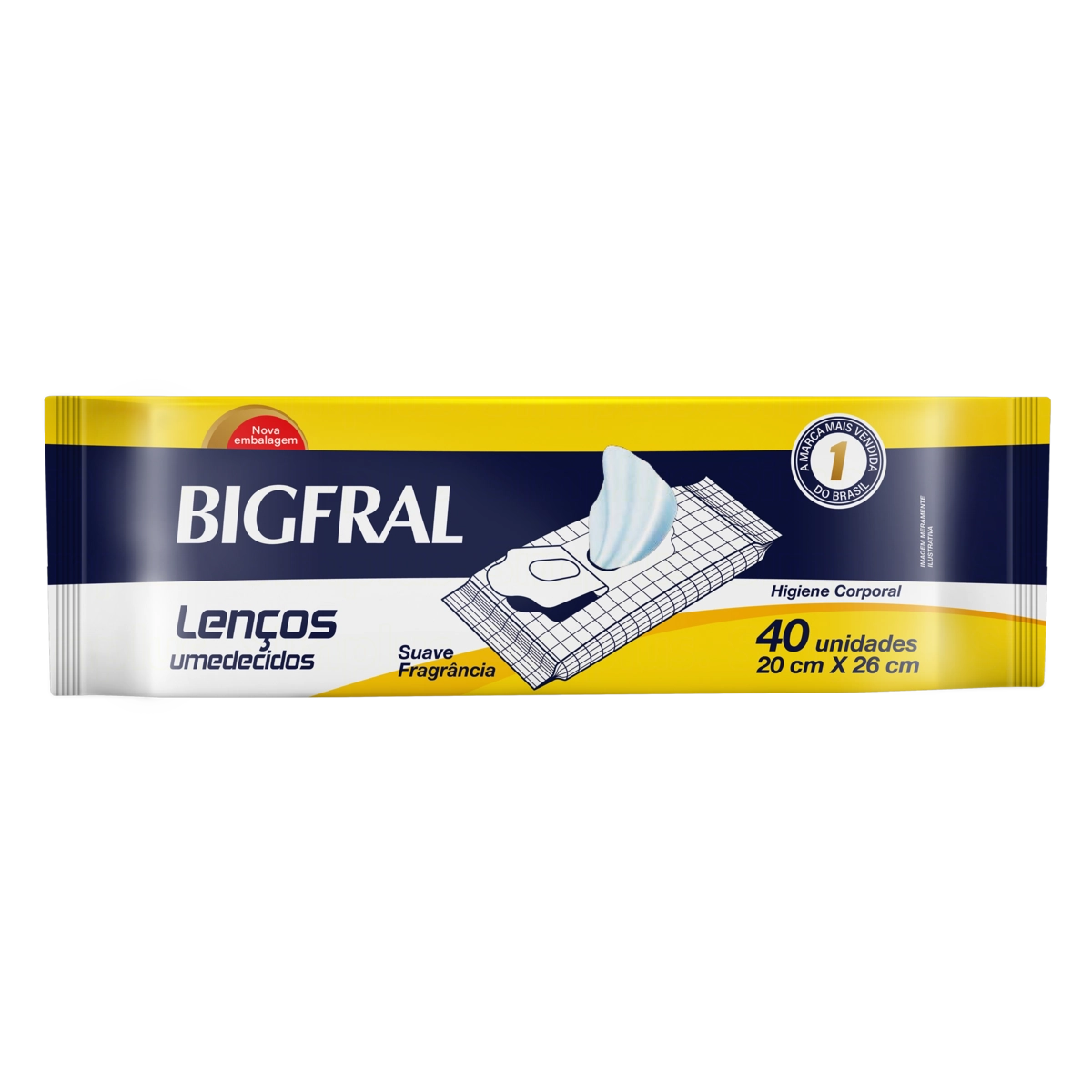 Toalha Umedecida Adulto Suave Bigfral Pacote 40 Unidades