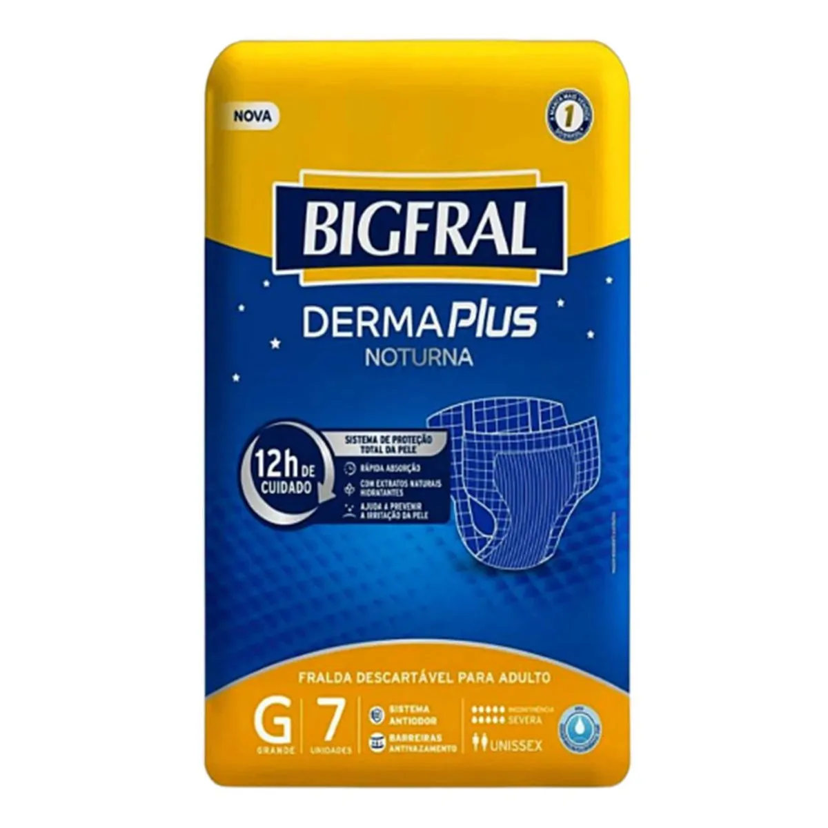 Fralda Descartável Adulto Bigfral Derma Plus Noturna G Pacote 7 Unidades
