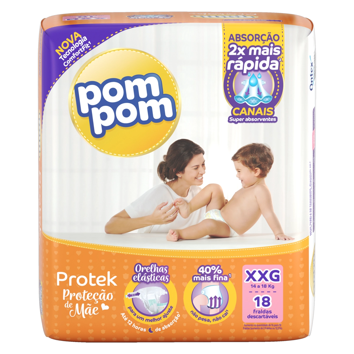 Pom Pom Protek Baby Xxg Descartável 30 Unidades