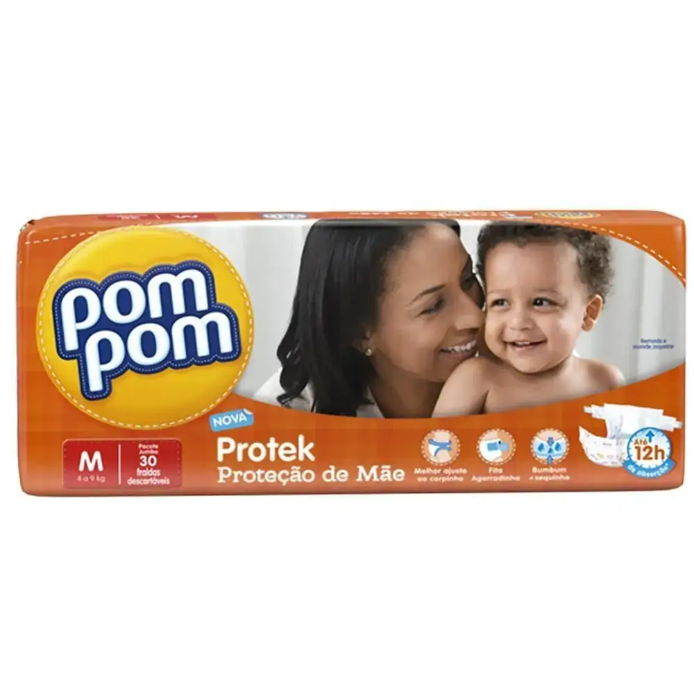 Fraldas Pom Pom Protek Baby Econ C/28 2 Gratis M