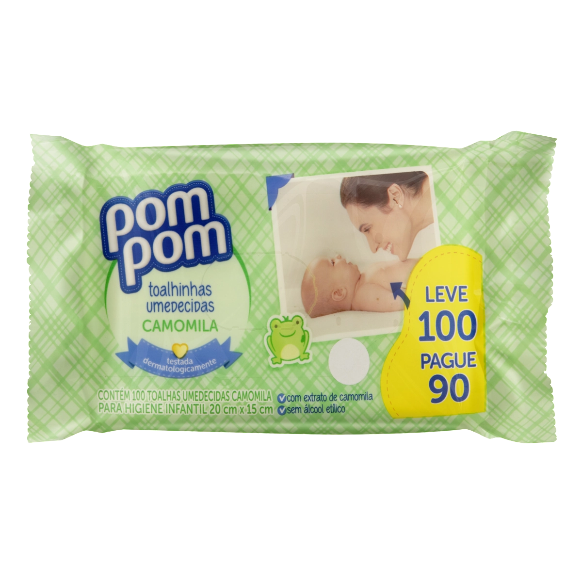 Toalha Umedecida Camomila Pom Pom Pacote Leve 100 Pague 90 Unidades