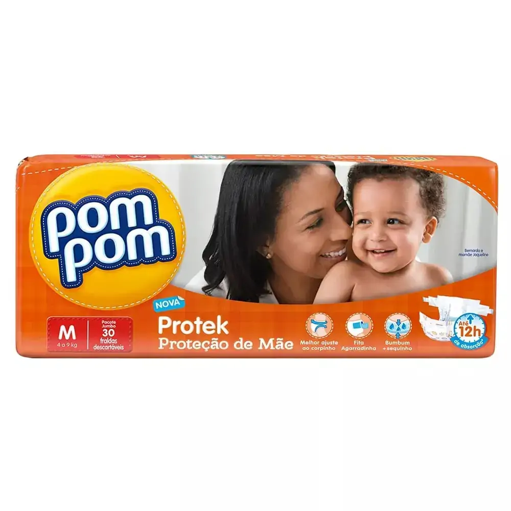 Fralda Pompom Protek Jumbo M C/30 2g