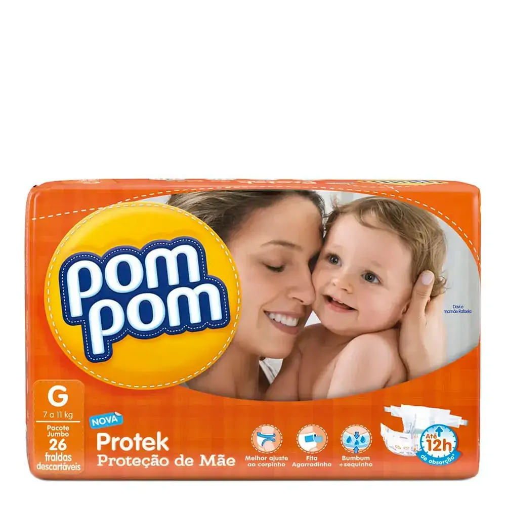 Fralda Pompom Protek Jumbo G C/26 2g