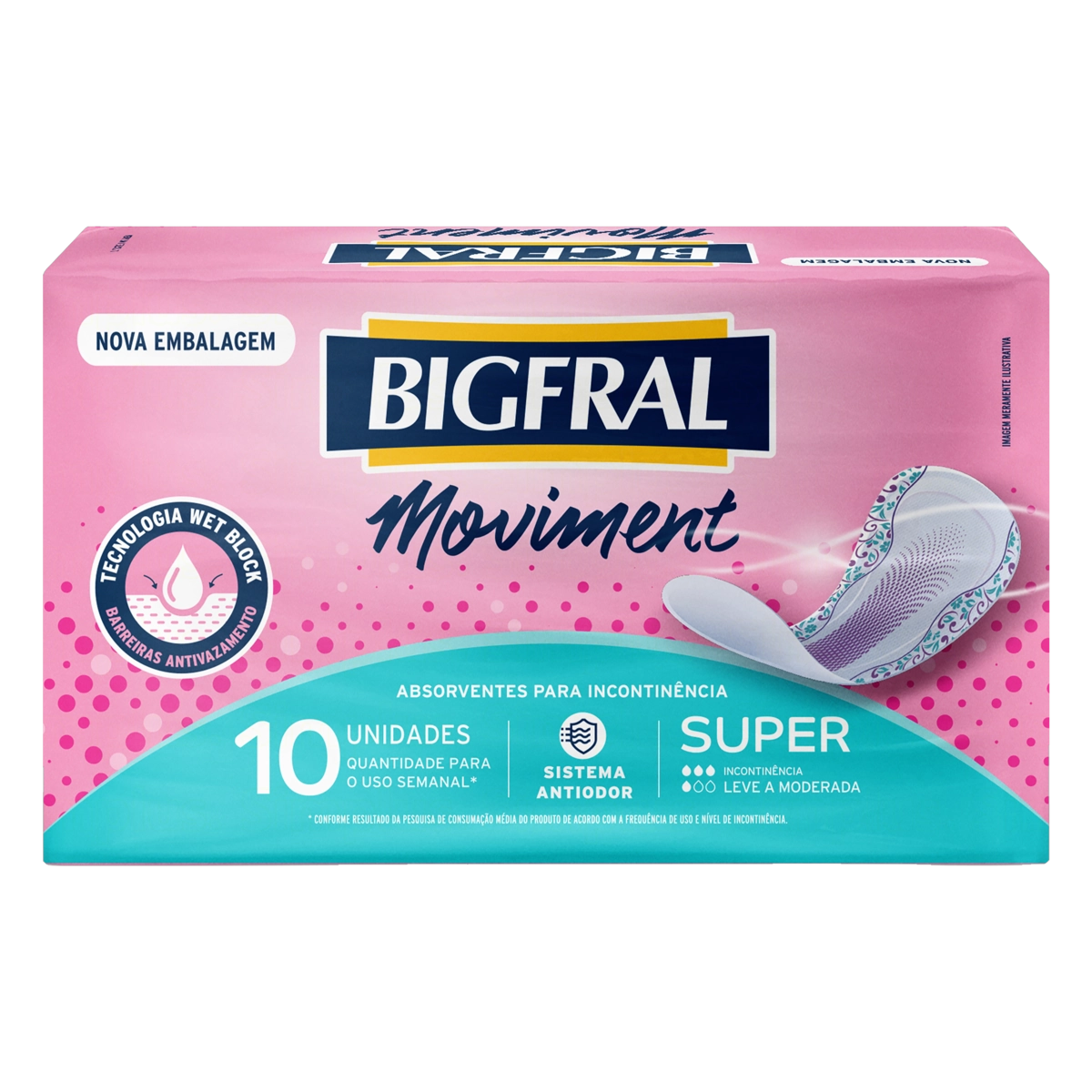 Absorvente Geriátrico Bigfral MOVIMENT MISS Super 10 Unidades
