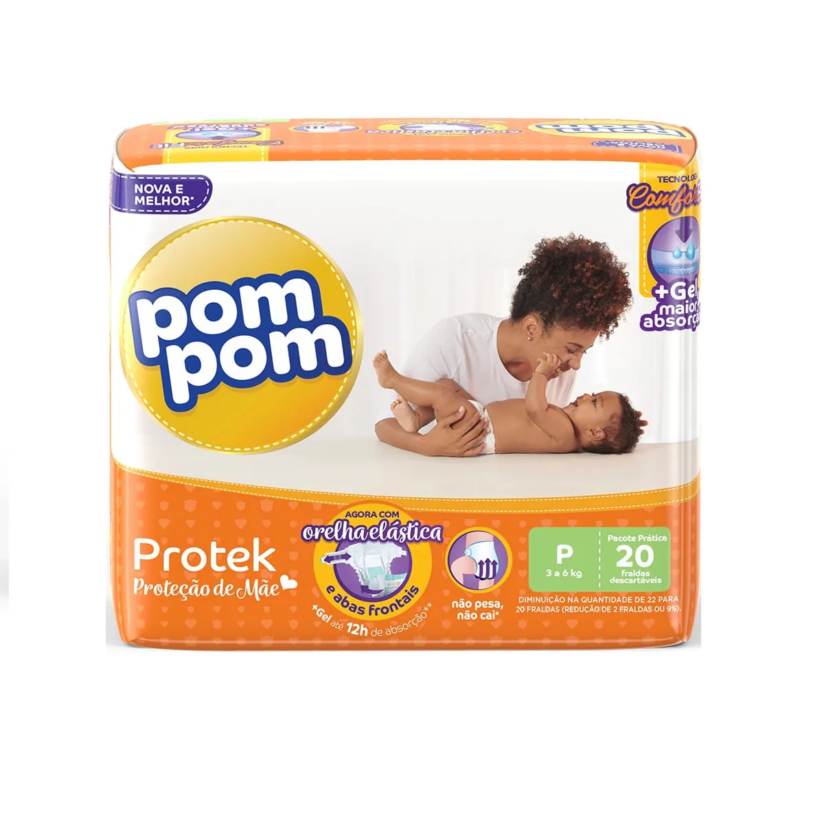 Fralda Infantil POM POM Protek P Pacote 20 Unidades