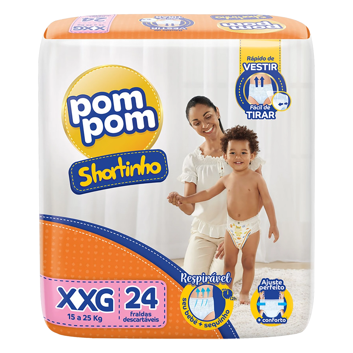 Fralda Pom Pom Shortinho Jumbo XXG 24 Unidades