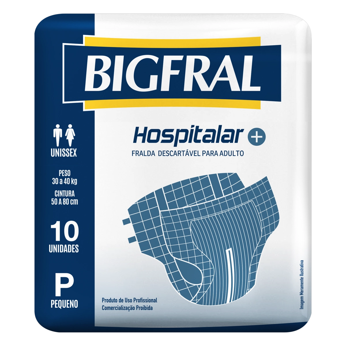 Fralda Descartável Adulto Bigfral Hospitalar P Pacote 10 Unidades