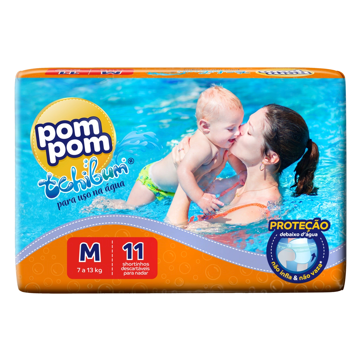 Fralda Descartável Infantil Shortinho Pom Pom Tchibum M Pacote 11 Unidades