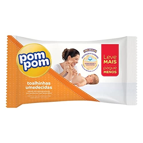 Toalha Umedecida Infantil Super Macia Pom Pom Premium Pacote 96 Unidades Leve Mais Pague Menos
