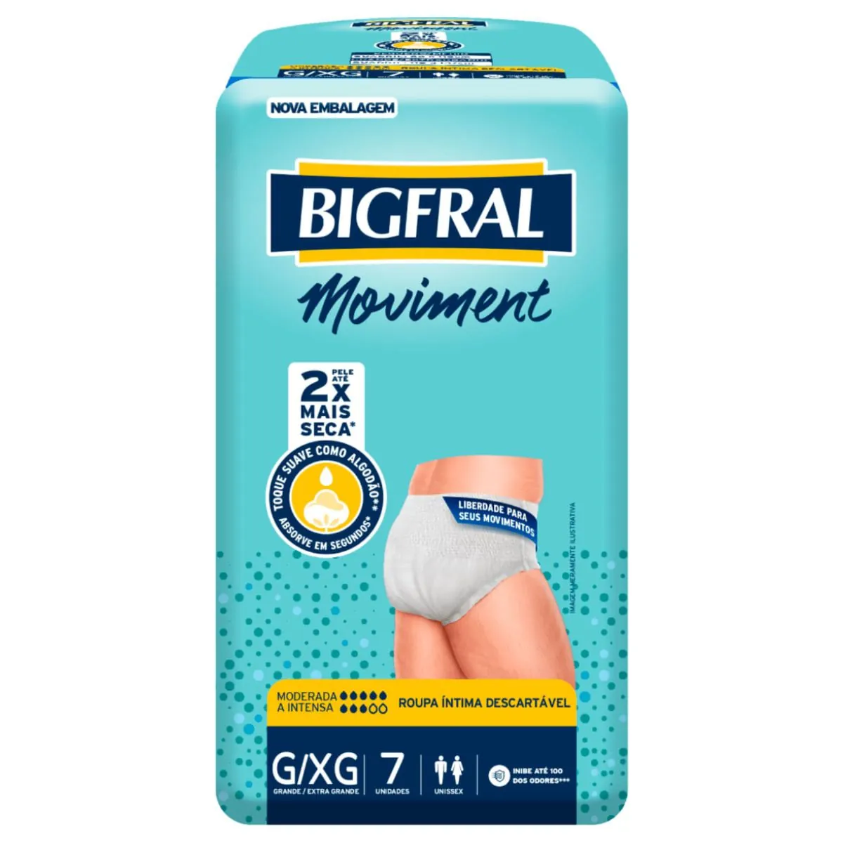 Roupa Íntima Bigfral Moviment Unissex G/XG - 7 Unidades