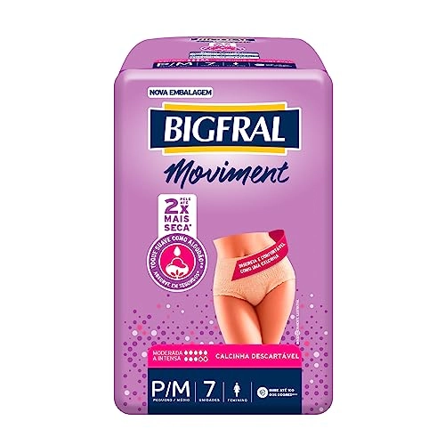 Roupa Intima Bigfral Moviment Feminina P/M Com 7 Unidades