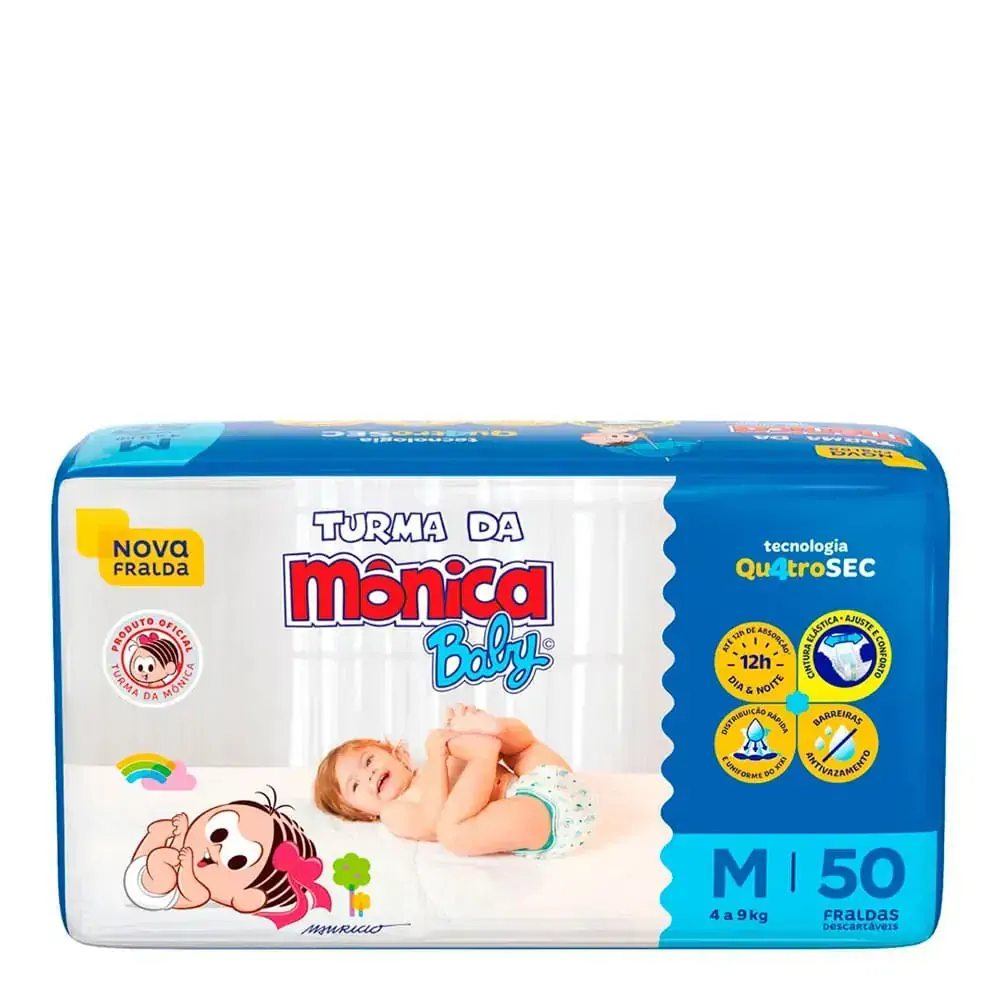 Fralda Descartável Mega Tam M 50 Un - Turma Da Mônica