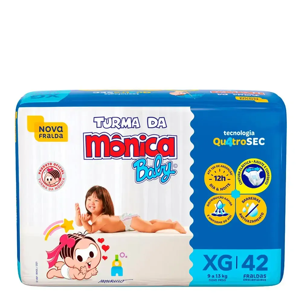 Fralda Descartável Mega Tam XG 42 Un - Turma Da Mônica