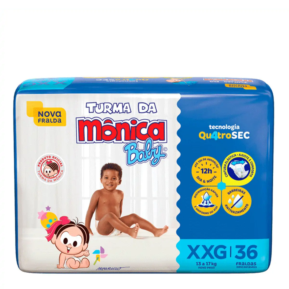 Fralda Descartável Mega Tam XXG 36 Un - Turma Da Mônica