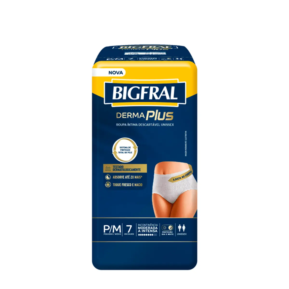 Roupa íntima Descartável Unissex Bigfral Derma Plus P/m Pacote 7 Unidades
