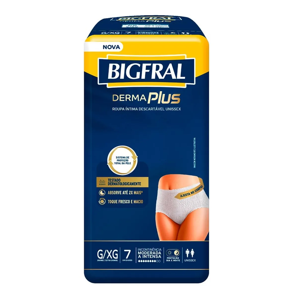 Roupa íntima Descartável Unissex Bigfral Derma Plus G/xg Pacote 7 Unidades