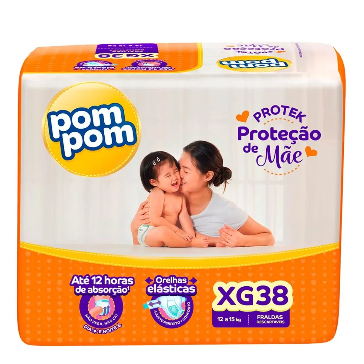 Fralda Descartável Infantil Pom Pom XG Derma Protek 38 Unidades