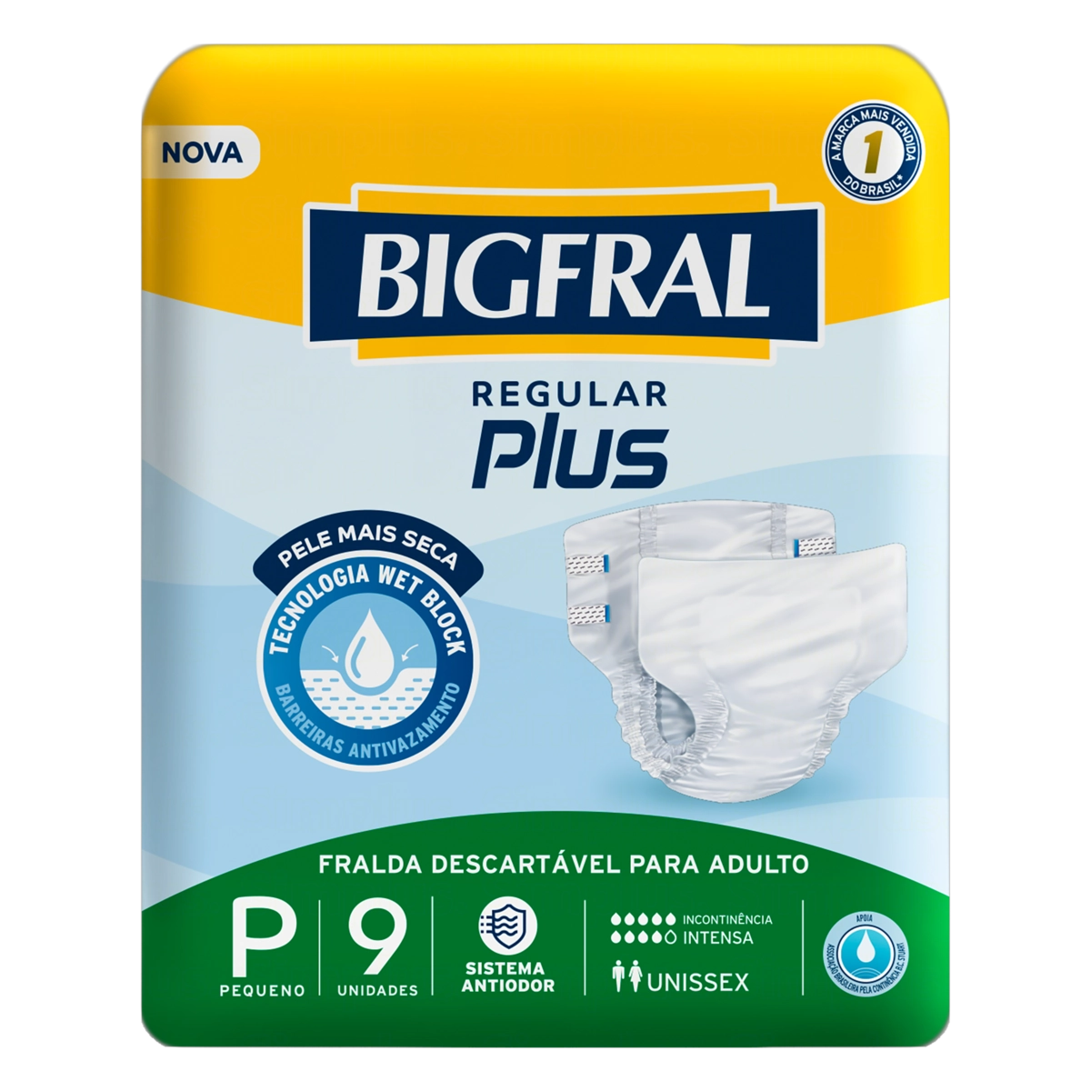 Fralda Geriátrica Bigfral Plus Regular P - 9 Unidades