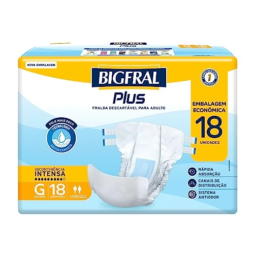 Fralda Geriátrica Descartável Bigfral Plus Regular G Com 18 Unidades