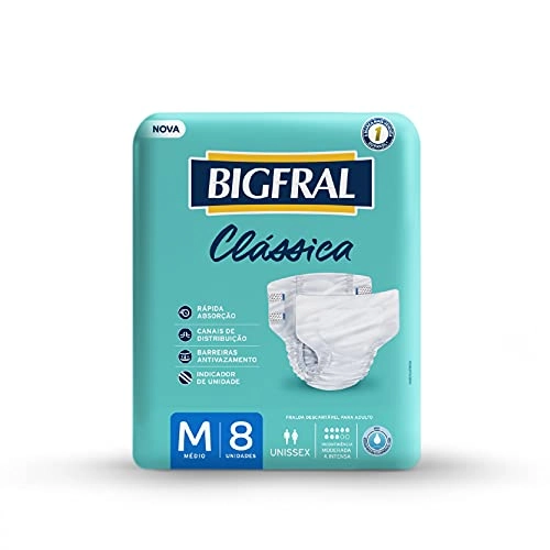 Fralda Descartável Adulto Bigfral Clássica M Pacote 8 Unidades