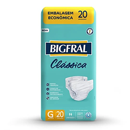 Fralda Descartável Adulto Bigfral Clássica G Pacote 20 Unidades Embalagem Econômica