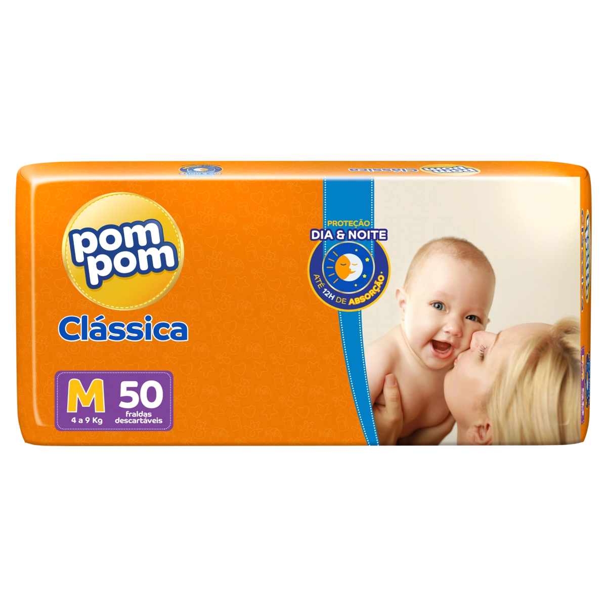 Fralda Descartável Infantil Pom Pom Clássica M Pacote 50 Unidades