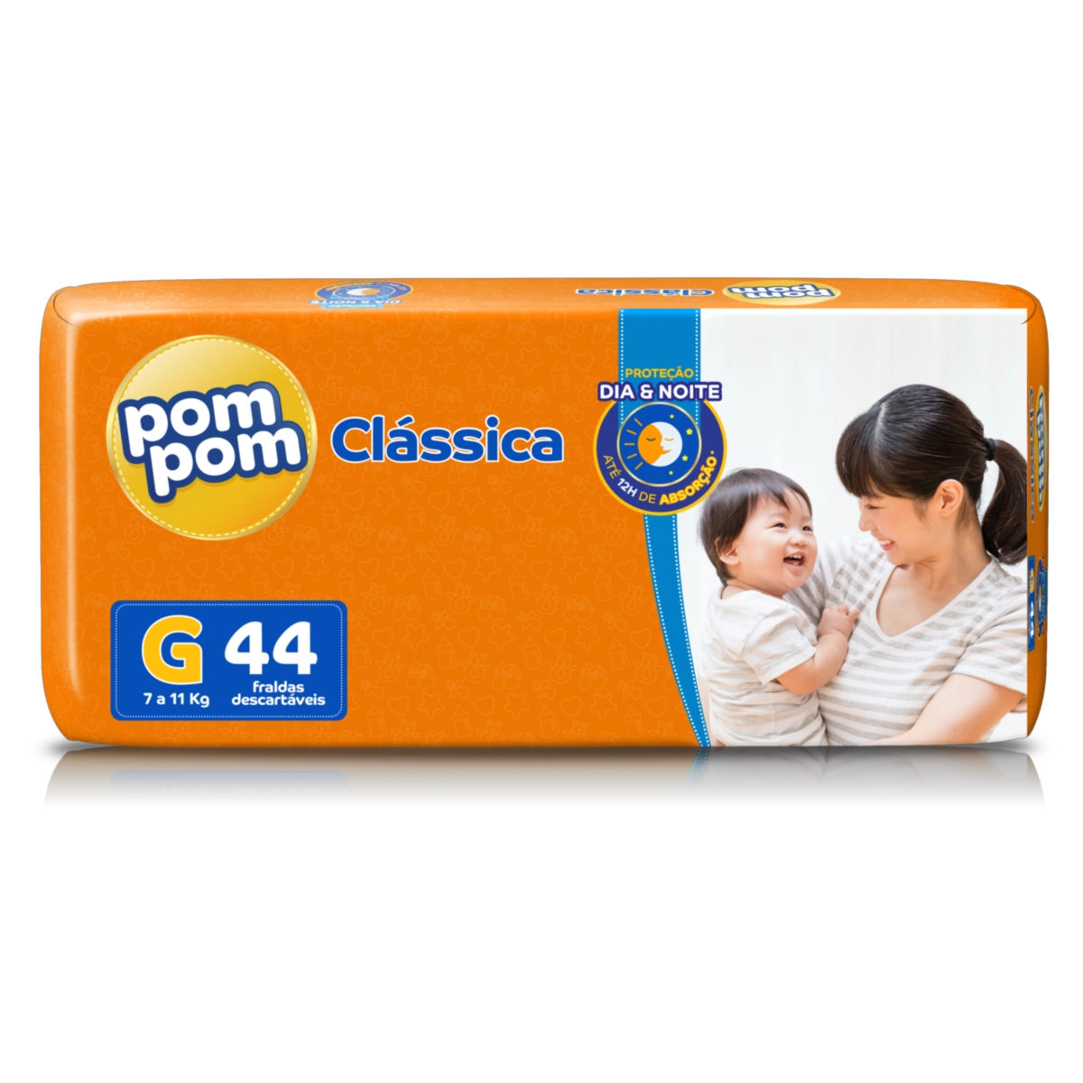 Fralda Descartável Infantil Pom Pom Clássica G Pacote 44 Unidades