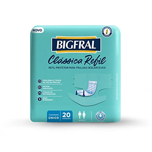 Refil Protetor Para Fralda Descartável Bigfral Clássica Tamanho único Pacote 20 Unidades