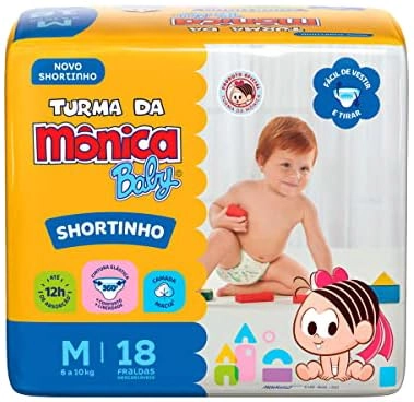 Fralda Descartável Shortinho Turma Da Mônica Baby M Pacote 18 Unidades