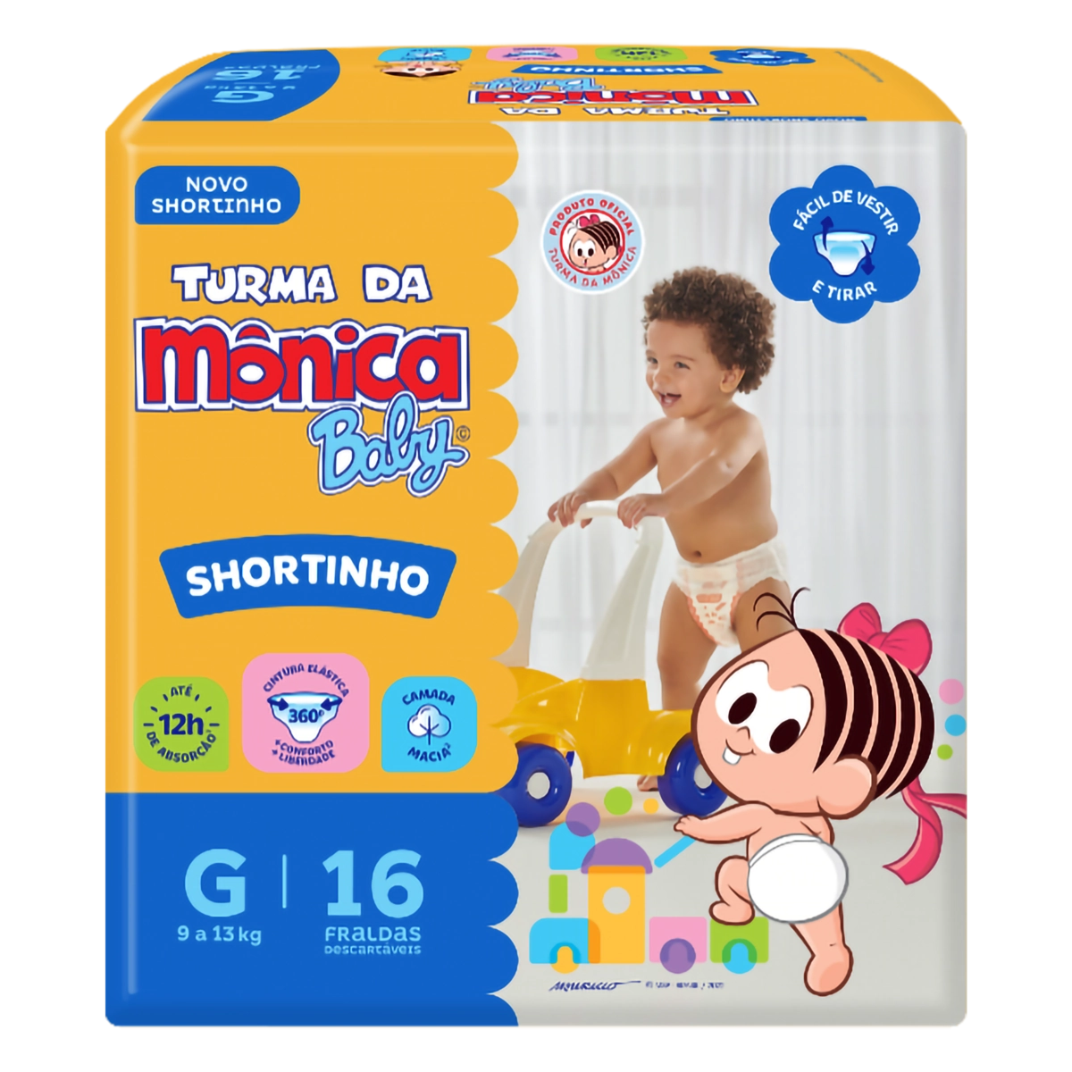 Fralda Descartável Shortinho Turma Da Mônica Baby G Pacote 16 Unidades