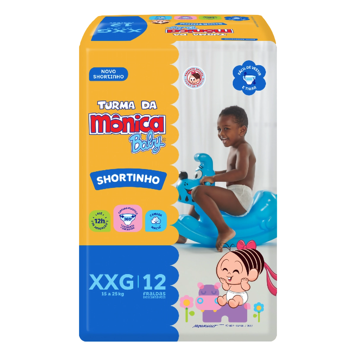 Fralda Descartável Shortinho Turma Da Mônica Baby Xxg Pacote 12 Unidades
