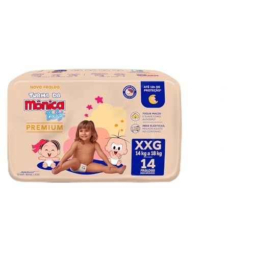 Fralda Descartável Turma Da Mônica Baby Premium Xxg Pacote 14 Unidades