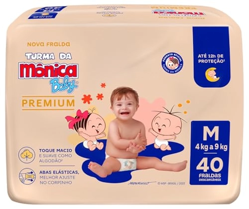 Fralda Descartável Turma Da Mônica Baby Premium M Pacote 40 Unidades