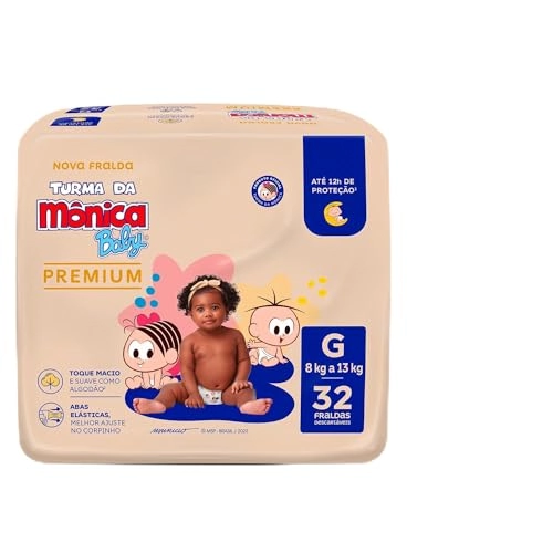 Fralda Descartável Turma Da Mônica Baby Premium G Pacote 32 Unidades