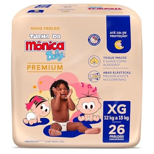 Fralda Descartável Turma Da Mônica Baby Premium Xg Pacote 26 Unidades