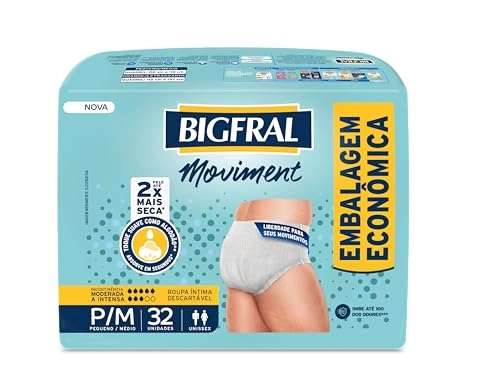 Roupa íntima Descartável Unissex Bigfral Moviment P/m Pacote 32 Unidades Embalagem Econômica