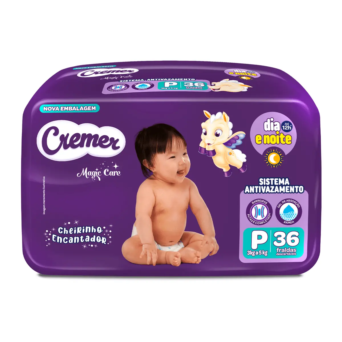 Fralda Descartável Infantil Cremer Magic Care P Pacote 36 Unidades
