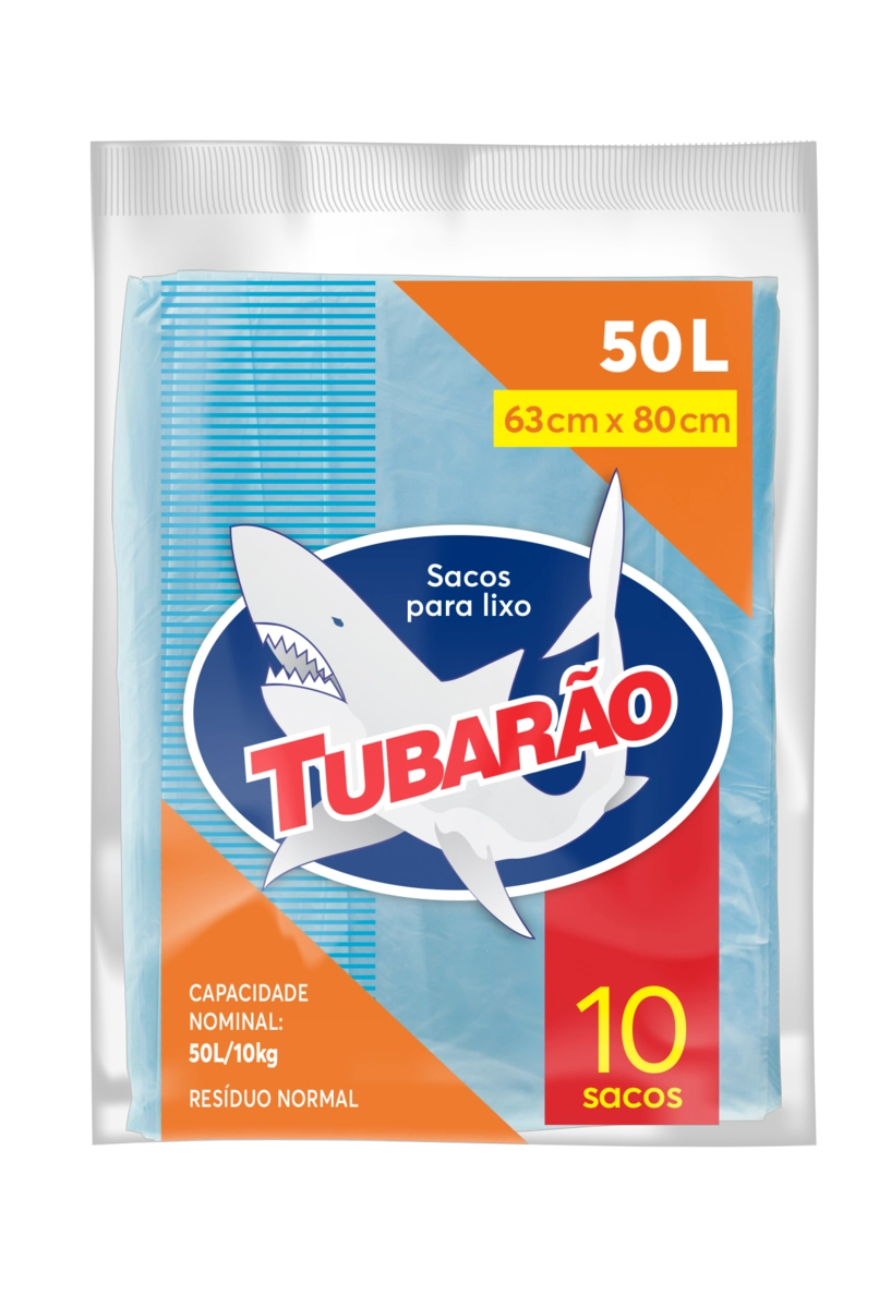 Saco Para Lixo 50l Tubarão 10 Unidades