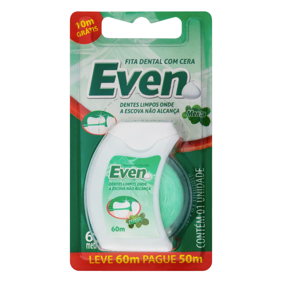 Fita Dental Com Cera Menta Even Leve 60m Pague 50m