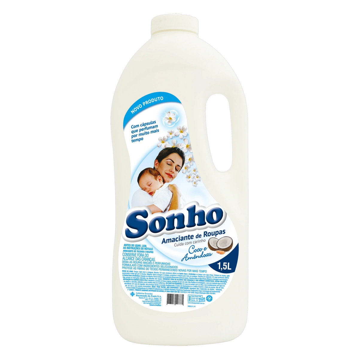 Amaciante De Roupa Diluído Coco E Amêndoas Sonho Frasco 1,5l