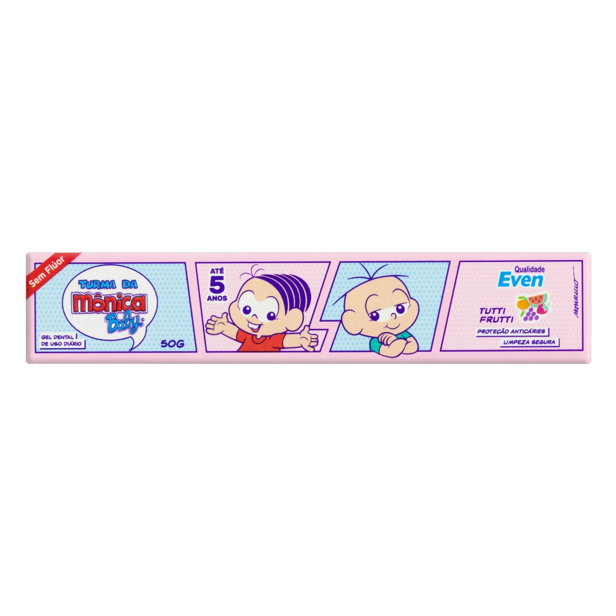 Gel Dental Sem Flúor Tutti Frutti Turma Da Mônica Baby Even Caixa 50g