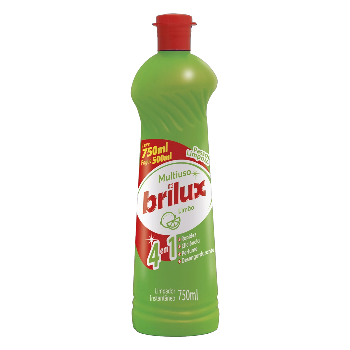 Limpador Multiuso Limão Brilux Squeeze Leve 750ml Pague 500ml