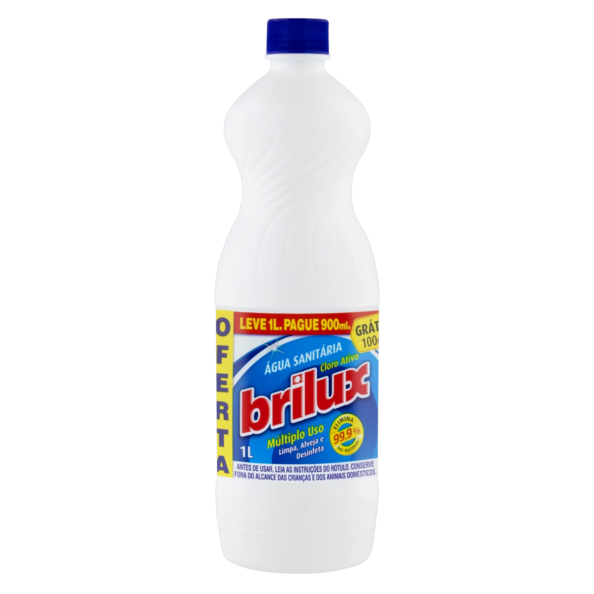 água Sanitária Brilux Frasco Leve 1l Pague 900ml